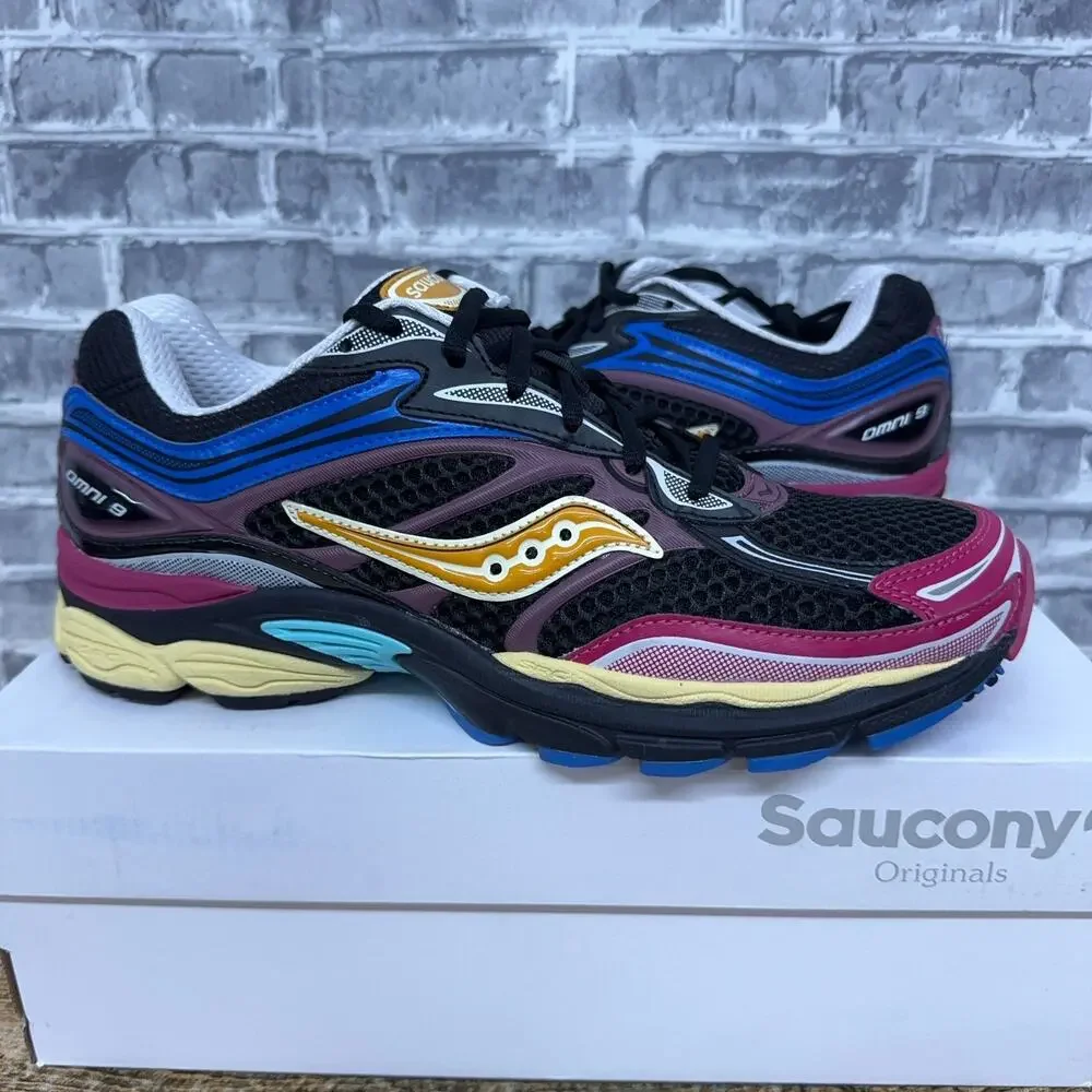 Saucony ProGrid Omni 9 Black Multicolor Running Shoes S70739-65 Mens Size 8 New